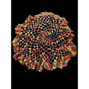 Crochet Rainbow doily large multi color Pride home decor handmade